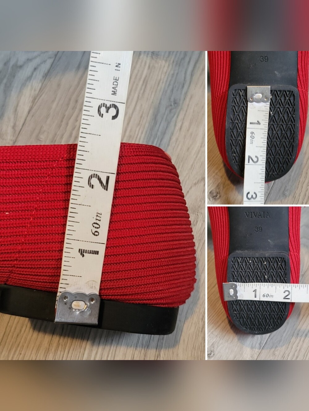 Vivaia Mary Jane Buckle Square-Toe V-Cut Red Flats, Women's US 8 EU 39 - Picture 14 of 16